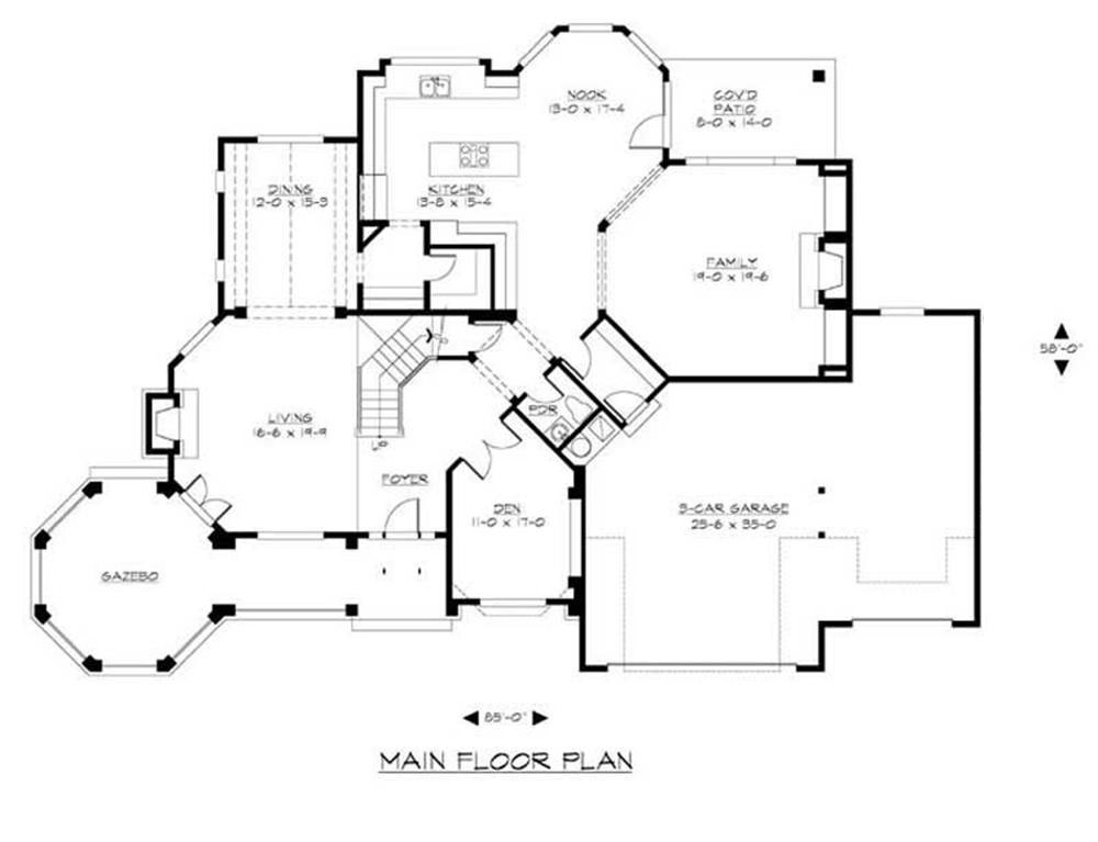 Floor Plan First Story of Craftsman Plan #115-1333